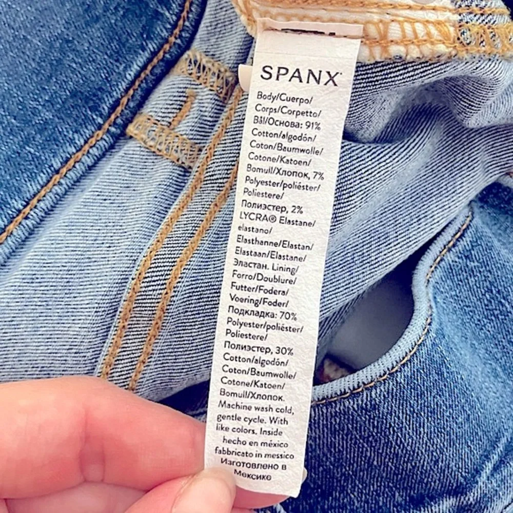 SPANX Shape Plus Size EveryWear Seamed-Front Wide Leg Cotton Denim Jeans Size 1X